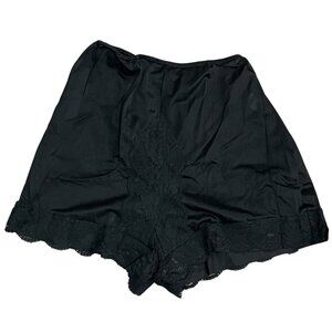 Olga Vintage 60's Panti-Slip Nylon/Lace Trim Black High Waist Bloomers Size M